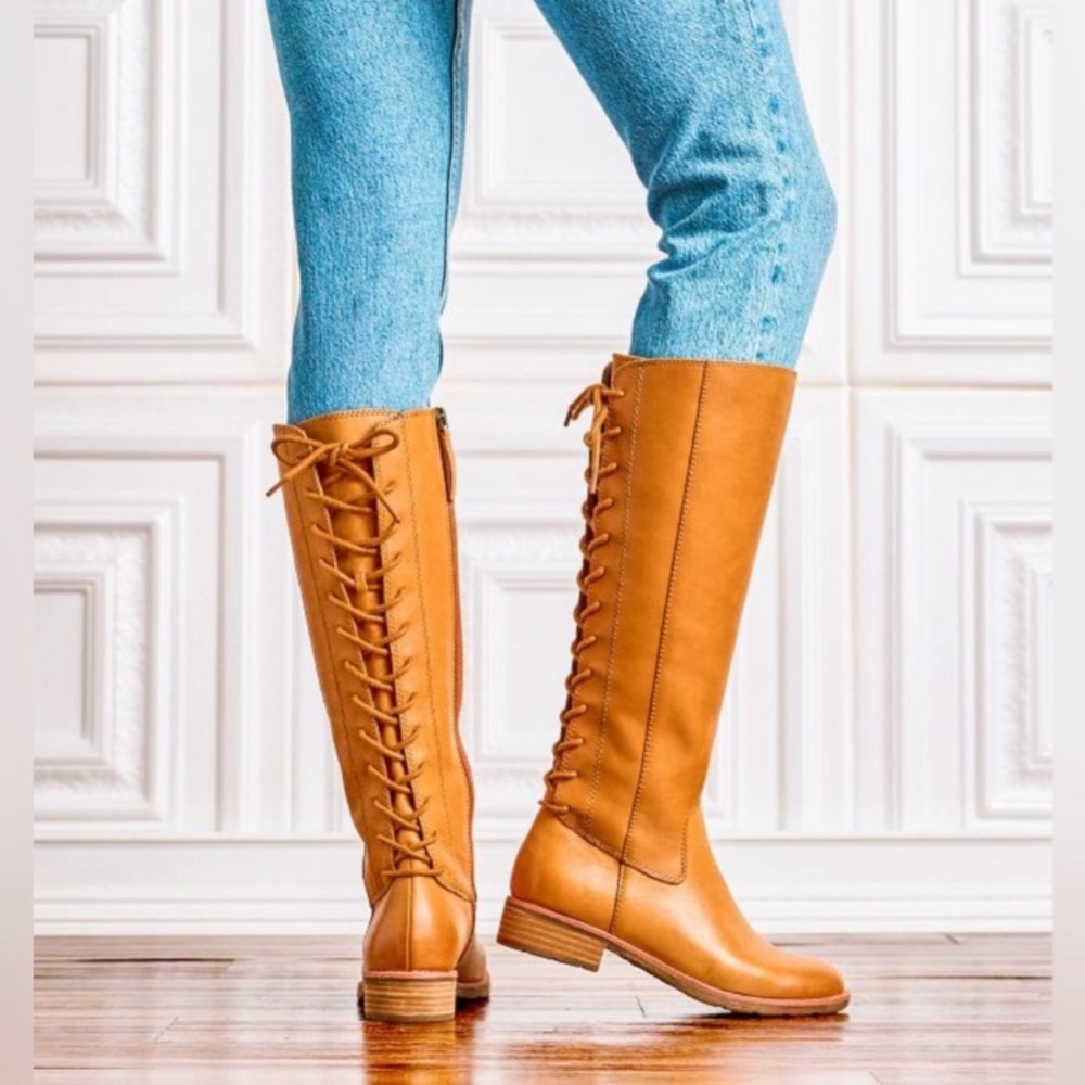 Sharnell II Luggage Leather Knee-High Boots 8.5